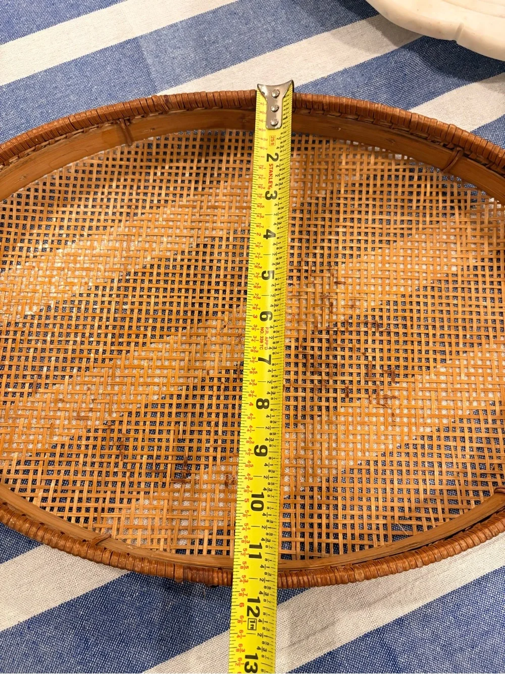 Vintage Bamboo Rattan Oval Nesting Trays Set of 2 Boho Coastal